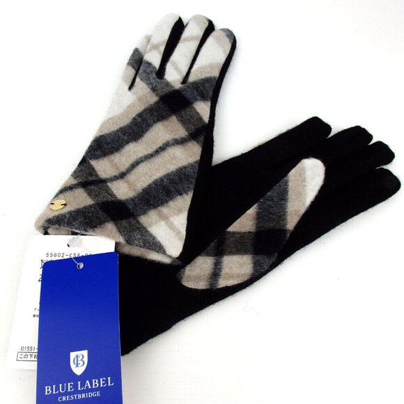 BLUELABEL CRESTBRIDGE 55602-658-09 Check pattern gloves wool/Nylon/cashmere - Picture 1 of 7